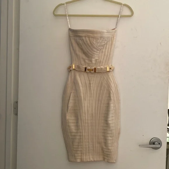 Herve Leger nude strapless dress size XXS